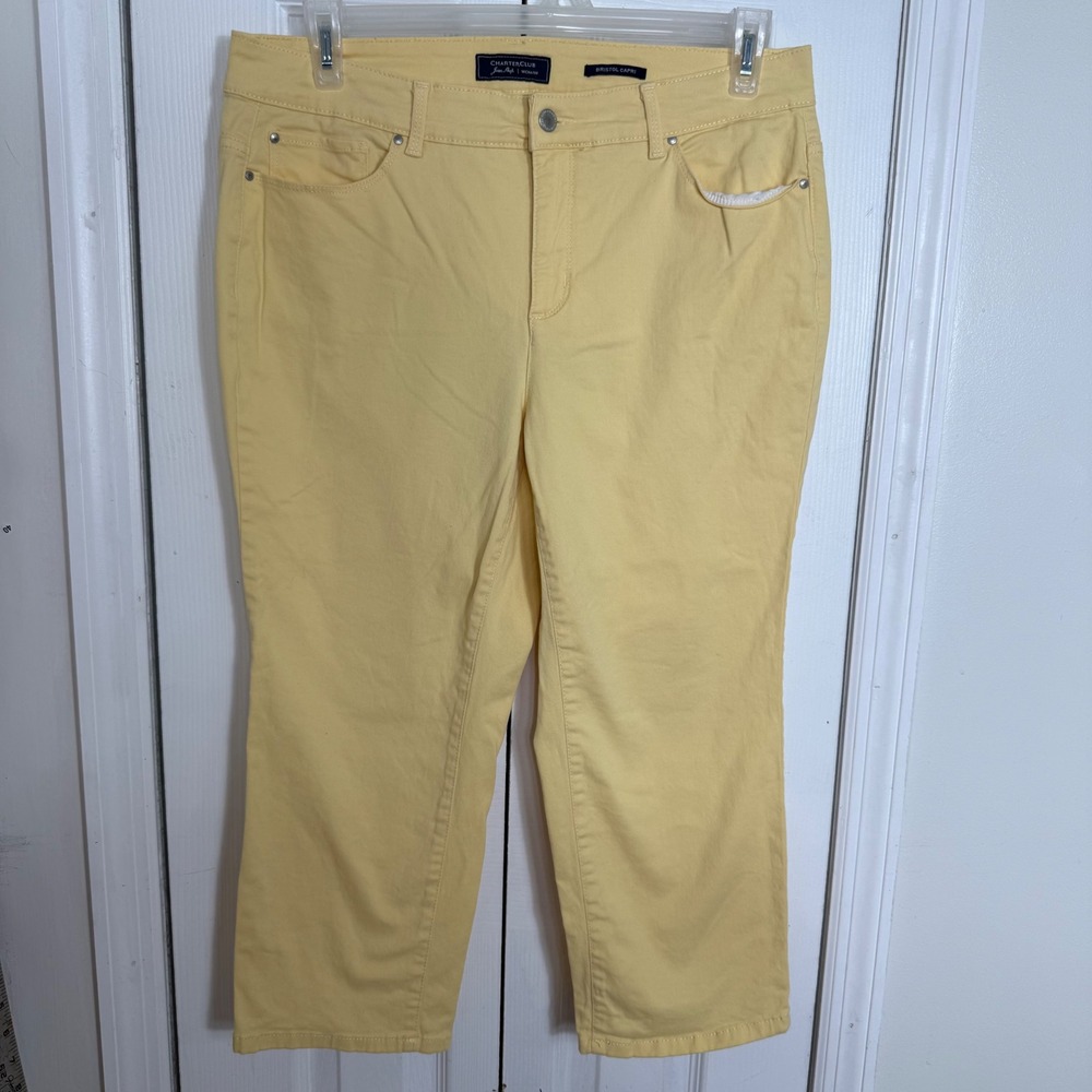 Charter Club Bristol Capri Pants 14W Yellow Pastel Minimalist Preppy Summer